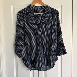 Market & Spruce Navy Polka Dot Blouse
